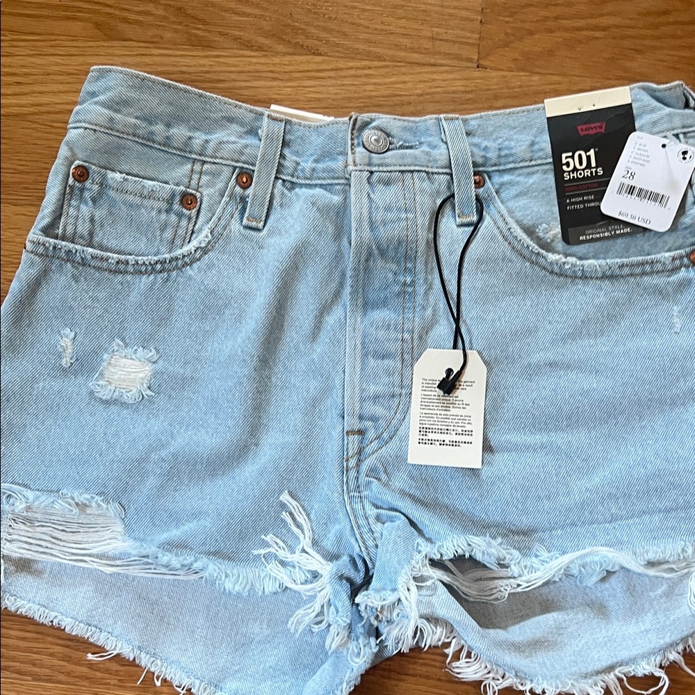 Levi's Women's Distressed Light Blue Jean Shorts